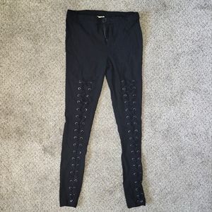 Black Lace Up Pants Punk Jeans Streetwear Y2K